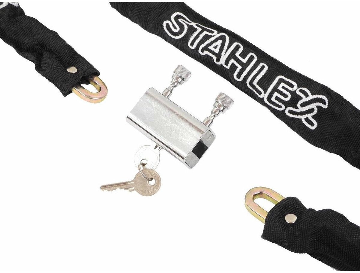 Stahlex Kettingslot - zwart - 120 cm - 2 sleutels - scooter / fiets - kabelslot – foto 3