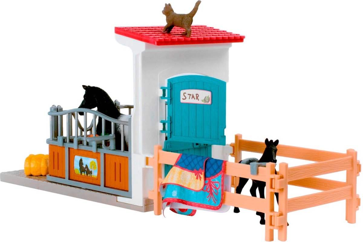 schleich HORSE CLUB - Paardenbox - met Merrie & Veulen - Afneembaar Zadel & Hoofdstel - Paarden Speelgoed - Kinderspeelgoed — afbeelding 11