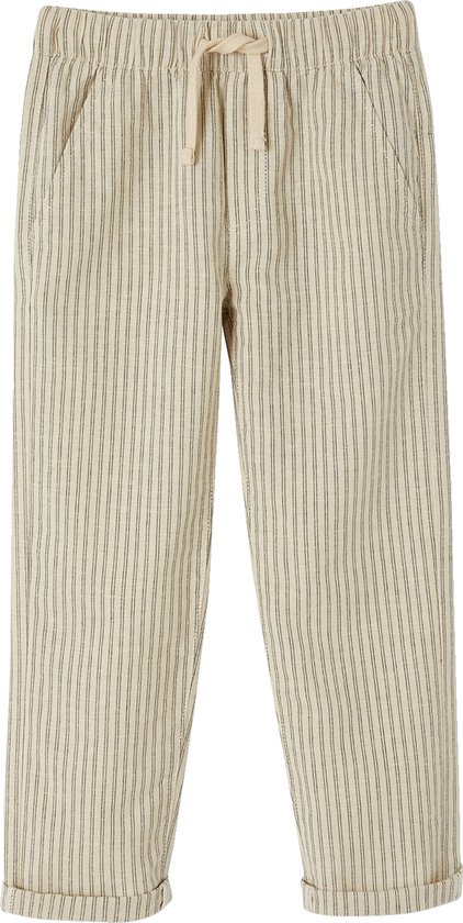 VERTBAUDET Pantalon Rayé Forme Loose Garçon Coton/Lin Beige 14A - Confort Et Style Estival