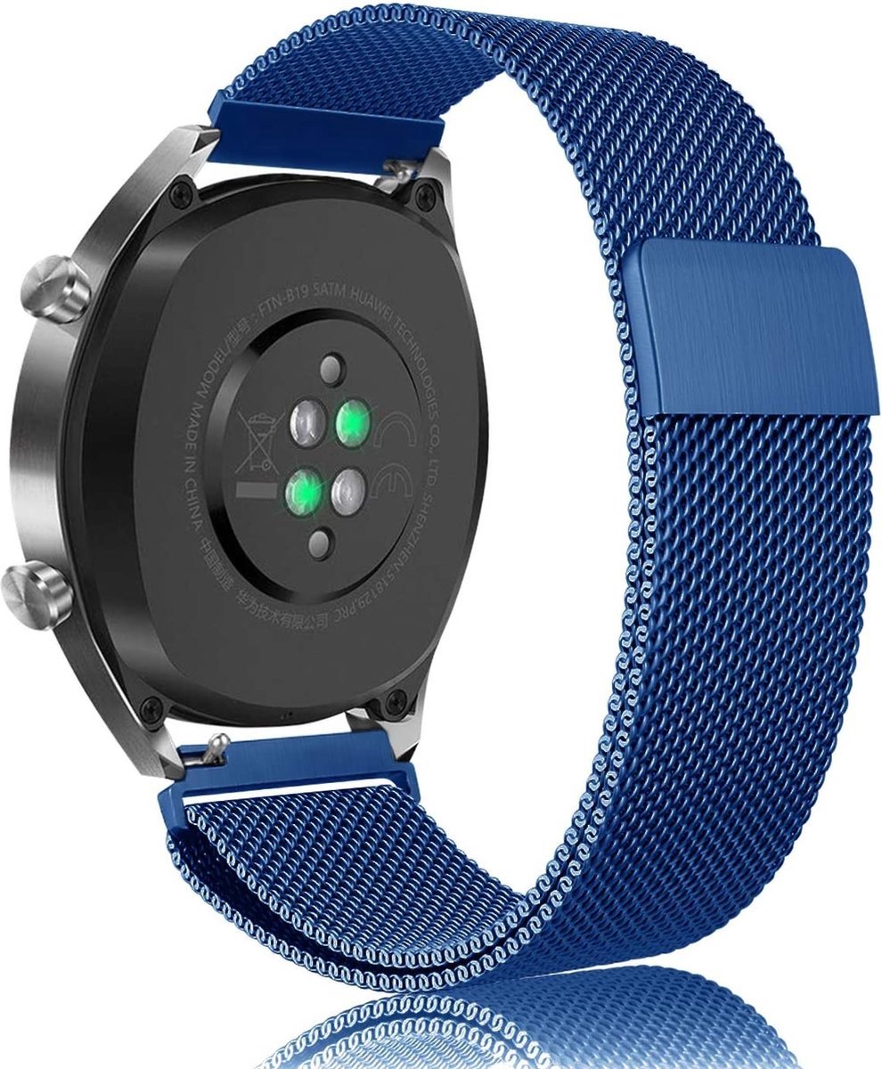 Scoby - Milanese Bandje - Geschikt voor Huawei Watch GT - 46mm - Blauw