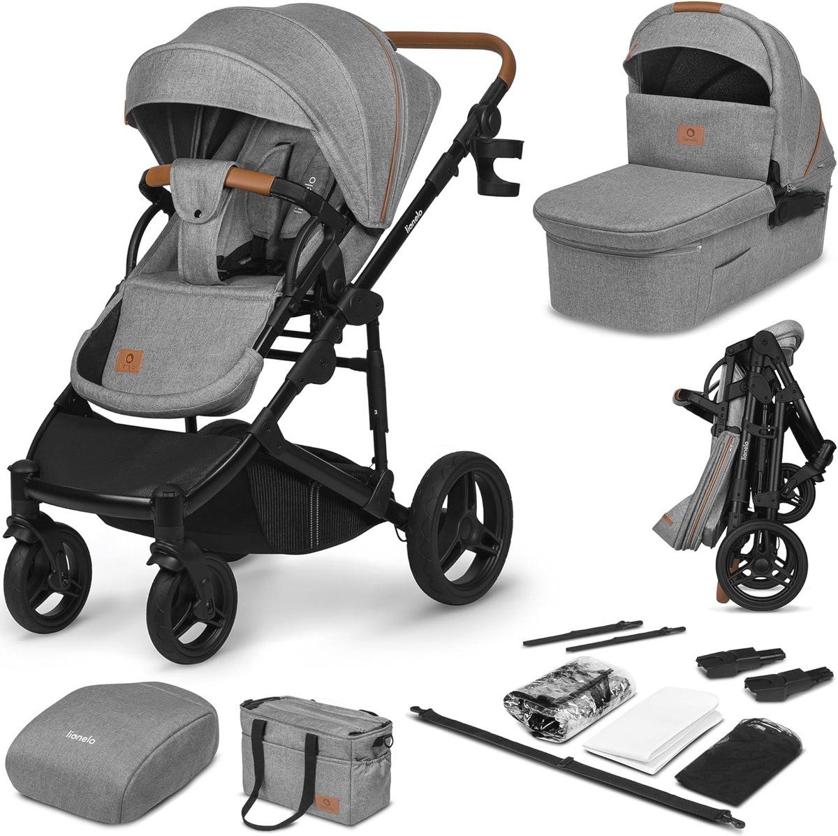 Image of 2-in-1 Kinderwagen met Babykuip tot 22 kg - Comfortabele en Veilige Buggy met Verstelbare Rugleuning en Grote Terrainwielen