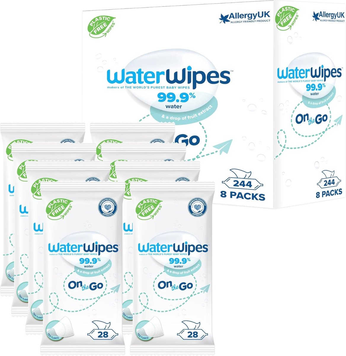 Hydraterende Doekjes voor Gezicht en Lichaam, 224 Stuks, Ideaal voor Op Reis, 99% Waterbasis