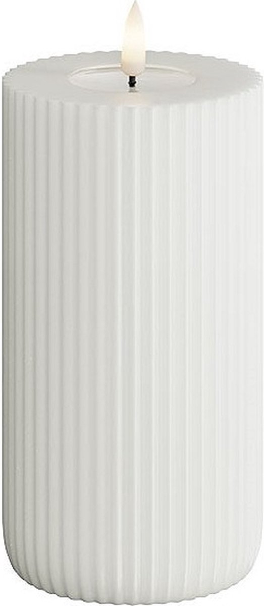 Deluxe Homeart Led Kaars Solid Stripe White 7,5 x 10 cm Wit