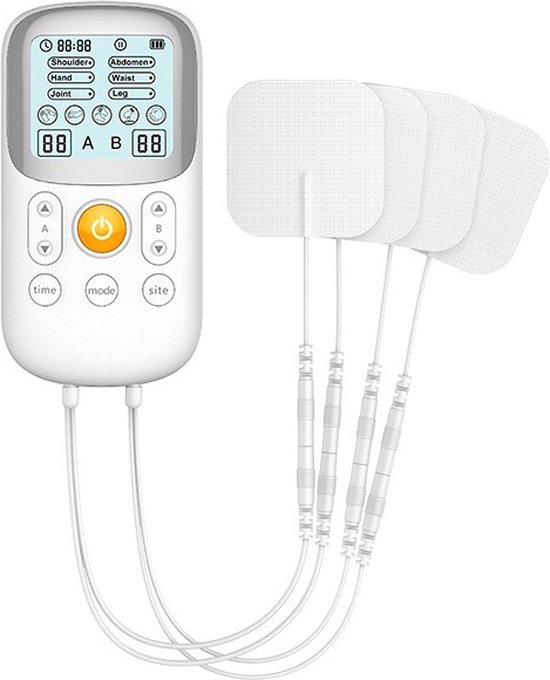 Foto: Tens apparaat pro versie elektrodentherapie apparaat 5 in 1 voor spierstimulatie pijn therapie tens en massage 5 massage modi 15 levels incl 8 elektrode 2 kanalen beschikbaar voor 2 gebruikers incl bewaarzakje en batterijen