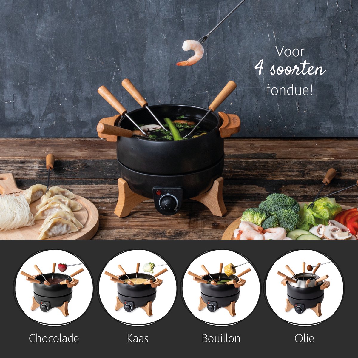 Boska Elektrische Fondueset Party – 2,3L - Voor Kaasfondue, Chocoladefondue, Hotpot en Bouillonfondue - Fondueset elektrisch - Met temperatuurregelaar – foto 2