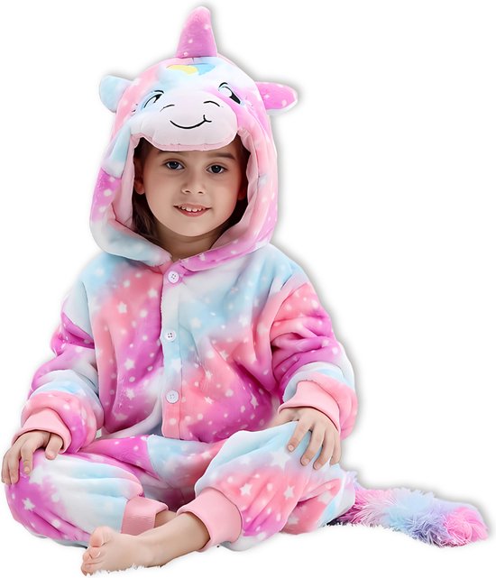 BoefieBoef Dieren Onesie Verkleedkleding Kinderen 5-9 jaar – Comfortabele Kostuum Pyjama – Maat 120 tot 140 – Dierenpak voor Jongens en Meisjes – Feest, Carnaval Verkleedkleding - Kerst, Dierenpak - of Verjaardag Cadeau - Eenhoorn
