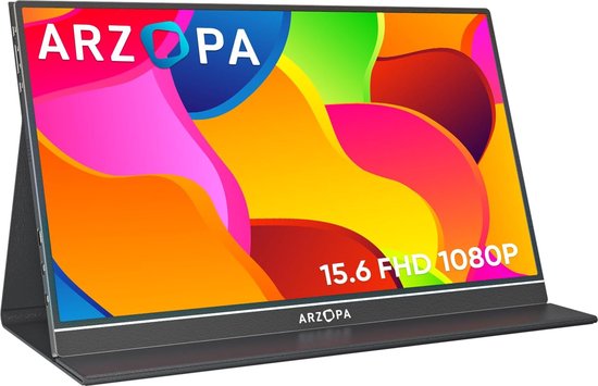 Moniteur portable de table Arzopa S1 - Full HD - 15,6 pouces - USB-C - Bookcase incluse