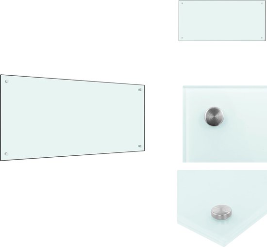 vidaXL Pare-éclaboussures de Cuisine - Pare-éclaboussures de Cuisine - Paroi arrière de cuisine - Murs arrière de Cuisine - Pare-éclaboussures de cuisine 100x50 cm Verre trempé Blanc