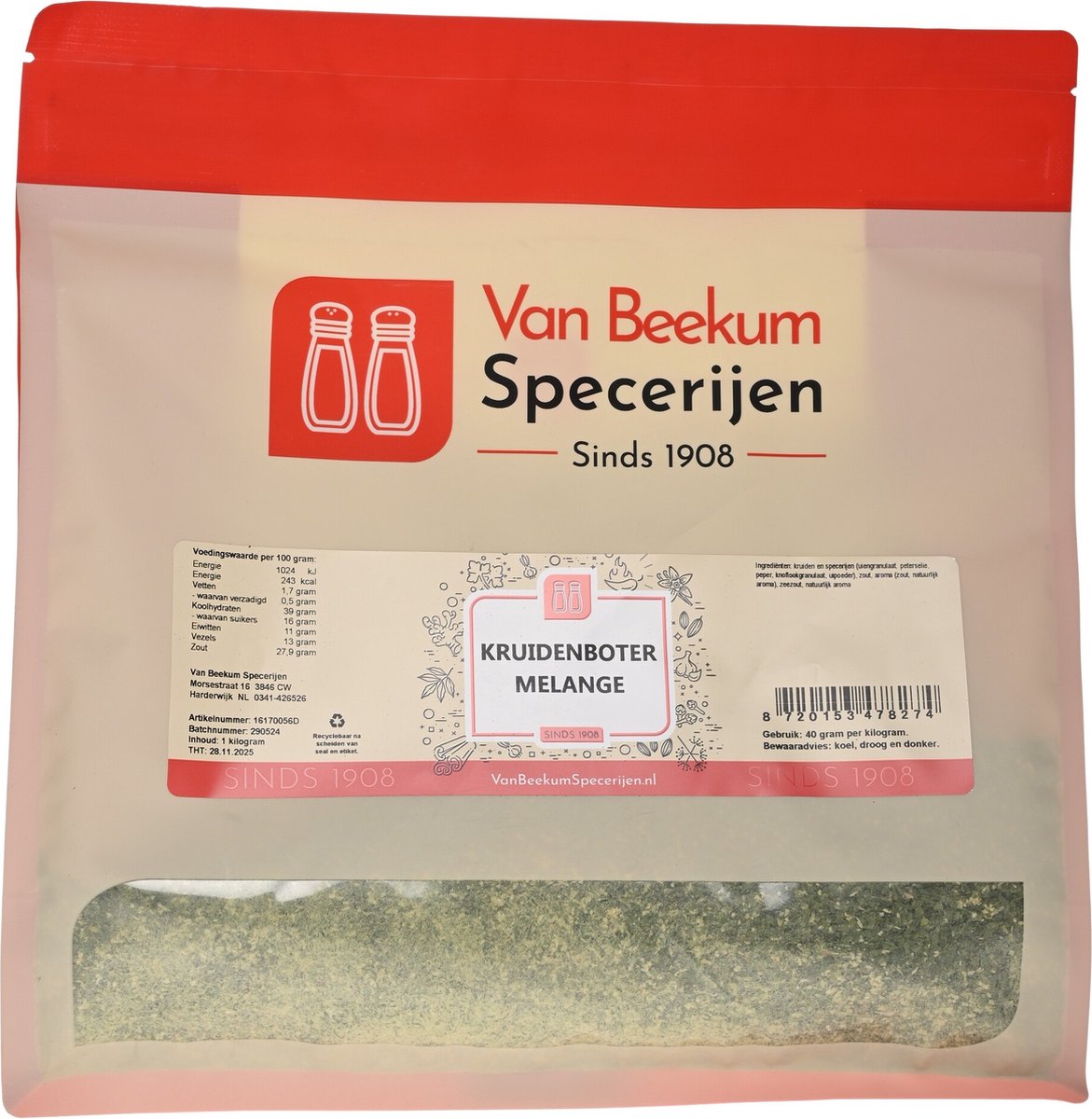 Goedkoopste Van Beekum Specerijen - Kruidenboter Melange - 1 KG (hersluitbare stazak