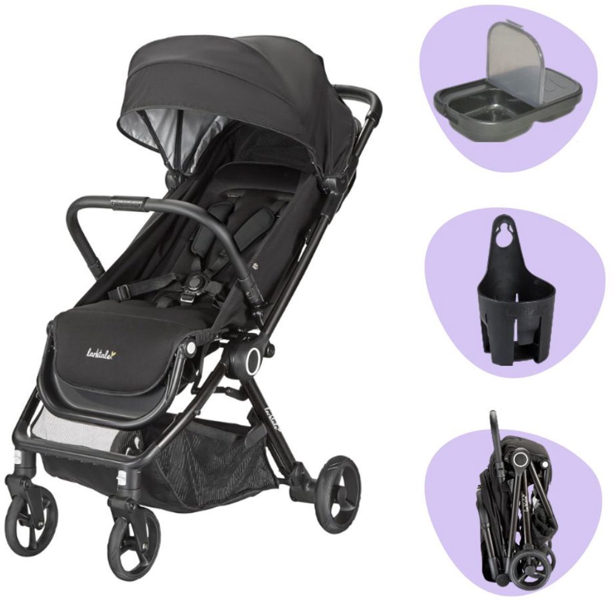 Larktale Autofold Byron Buggy - Geschikt vanaf de geboorte tot 25 kg - Rubberen wielen