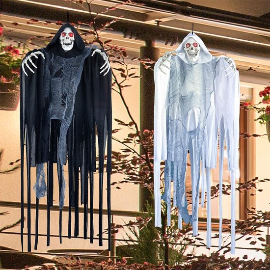 JOYIN 53 inch Halloween buigbare boom wrap spookdecoratie voor Halloween buiten, gazon decor, boom, pilar decoraties, spookfeest benodigdheden
