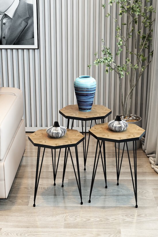 Festnight Set van 3 bijzettafels | glazen tafel salontafel koffeetafel | gemaakt van gehard veiligheidsglas | transparant