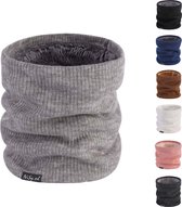 NiSy.nl Luxe Thermische Nekwarmer | Col Sjaal | Zachte Fleece Voering | Dames / Heren | One Size | Grijs Licht