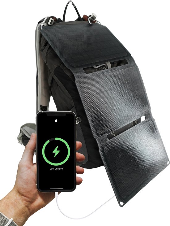 Denver Solar Panel - Opvouwbaar Zonnepaneel - 20W - QC3.0 voor Snel Laden - Slim Design - SOP10200 - Zwart — afbeelding 2