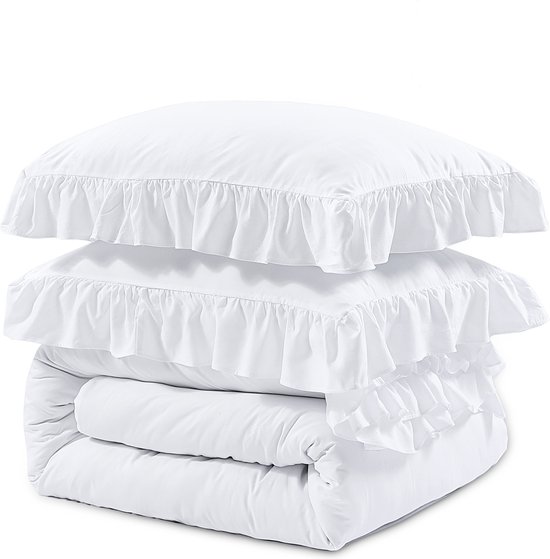 Sleeptime Ruffles Dekbedovertrek - 240X200/220 + 2 x kussenslopen 60x70 - Wit van Merkloos — afbeelding 4