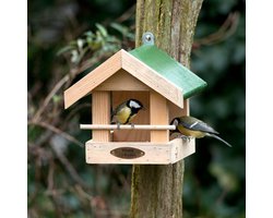 CJ Wildlife Vogelvoederhuisje voor Kleine Vogels & Tuinvogels - Amazone - Voederhuis van Hout - Voederhuisje Wandmodel - Bruin