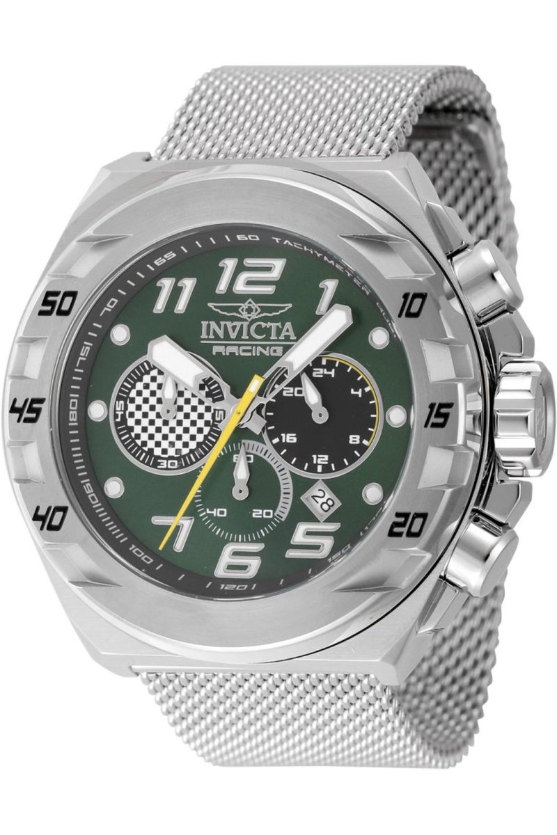 Invicta Racing 47200 Heren Horloge - Waterdicht - Analoog - Quartz Uurwerk - Roestvrij Staal met groene Wijzerplaat -48mm