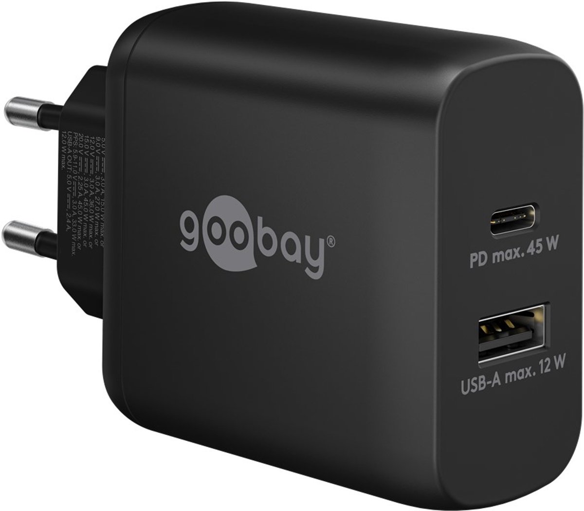 Goobay 65411 oplader voor mobiele apparatuur Hoofdtelefoons, Smartphone, Tablet Zwart AC Snel opladen Binnen