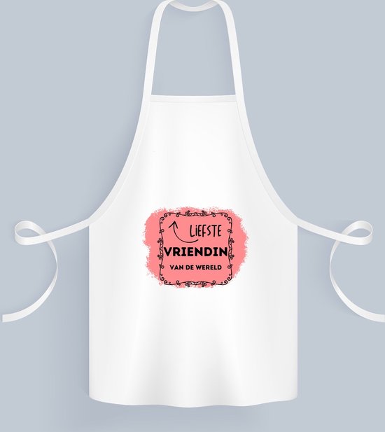 Akyol - liefste vriendin van de wereld Keukenschort - Vriend/vriendin - de liefste vriendin - valentijnsdag - verjaardag - cadeautje voor vriendin - kado - geschenk - 82 bij 71 cm