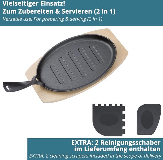 Gietijzeren grillpannetjes set van 6 13 cm al ingebrand - preseasoned