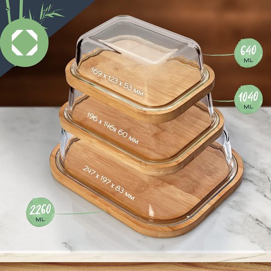 Botervloot - Nordic green - voor 250 g boter - transparant deksel - past precies in de