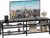 JGS® - Industrieel Design TV-meubel voor Grote Schermen tot 70 Inch, Met Ruime Open Vakken, Stalen Frame, Zwart-