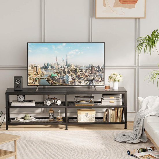 Moderne witte tv-kast met unieke patronen, 180x40x45,5cm, voor tv's tot 80 inch, met 2 deuren en