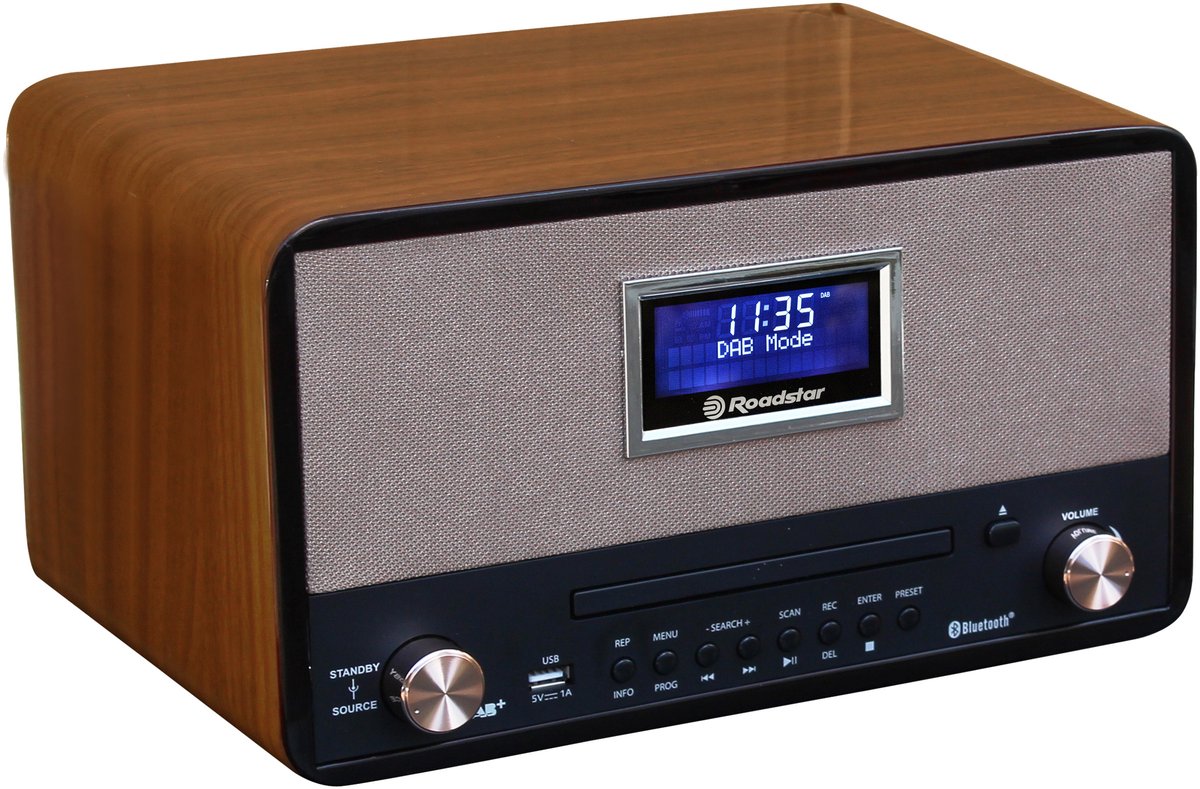 Roadstar HRA-1782D Retro Radio met Bluetooth, DAB+ en CD Speler - Bruin