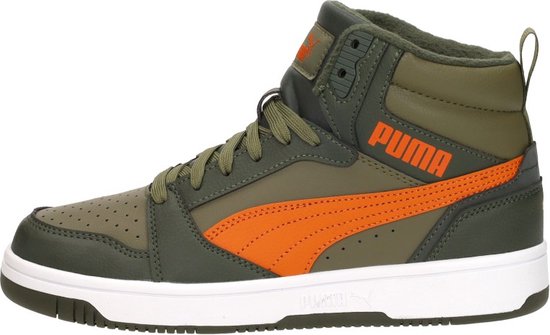 PUMA Puma Rebound V6 Mid WTR Jr Baskets pour femmes unisexes - Olive foncé-Sirop d'érable - PUMA Olive - Taille 38