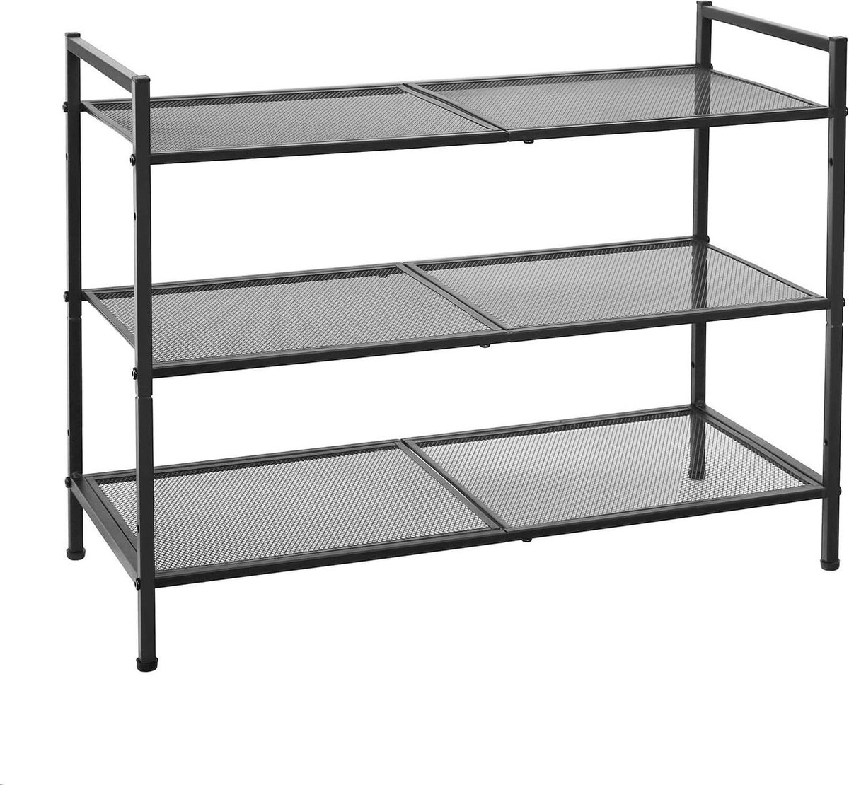 Stapelbaar schoenenrek met 3 planken voor 9-12 paar schoenen Metaal Zwart Gang woonkamer of badkamer