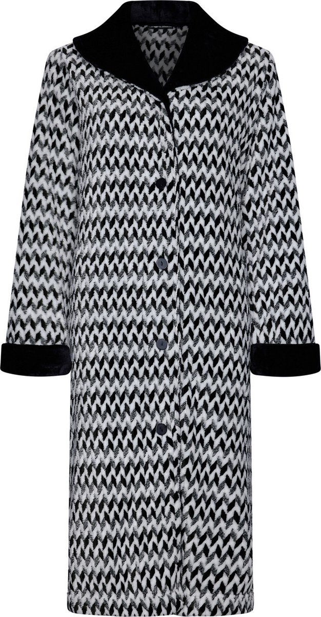 Fleece badjas zigzag Pastunette - Zwart - Maat - XXL