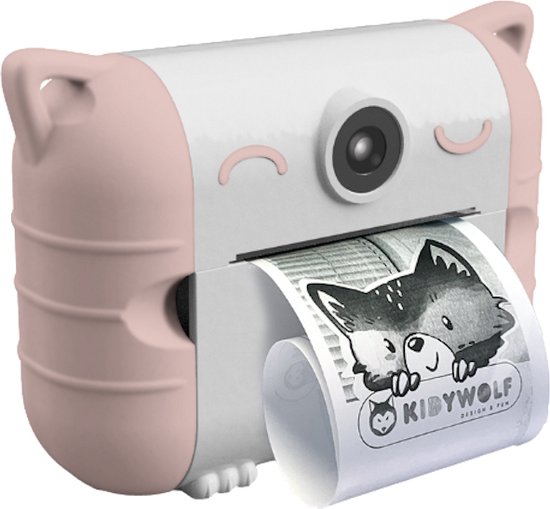 KIDYWOLF KIDYPRINT Roze Thermische Kindercamera – Instant Camera voor Kinderen met Direct Print