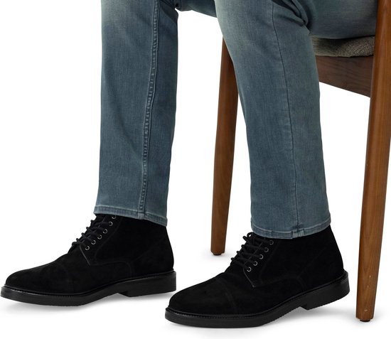 Manfield Heren Zwarte suède veterboots Maat 40 bol