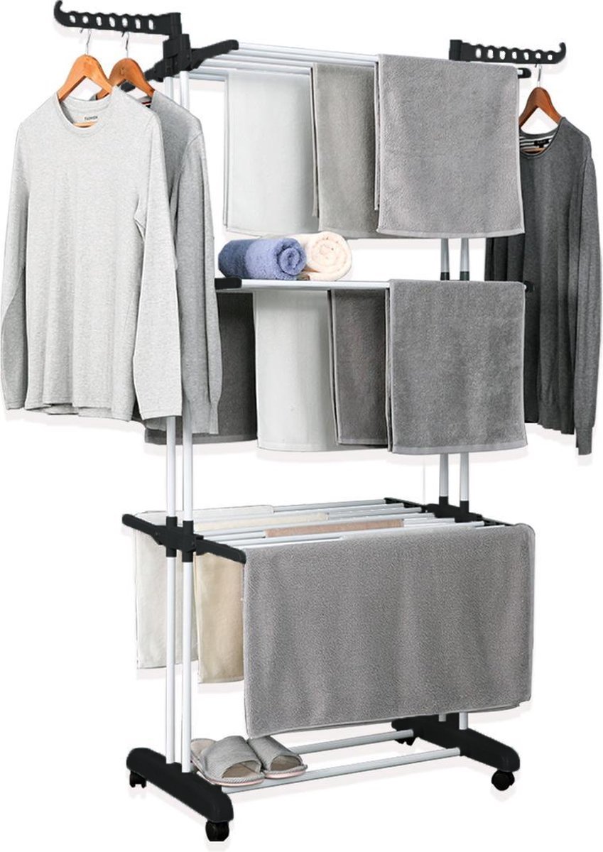 Goedkoopste Alora Droogtoren - Kleding Droogrek - Inklapbaar - Inclusief Wielen - Droogtoren met Wieltjes - 20m Drooglengte - Grijs