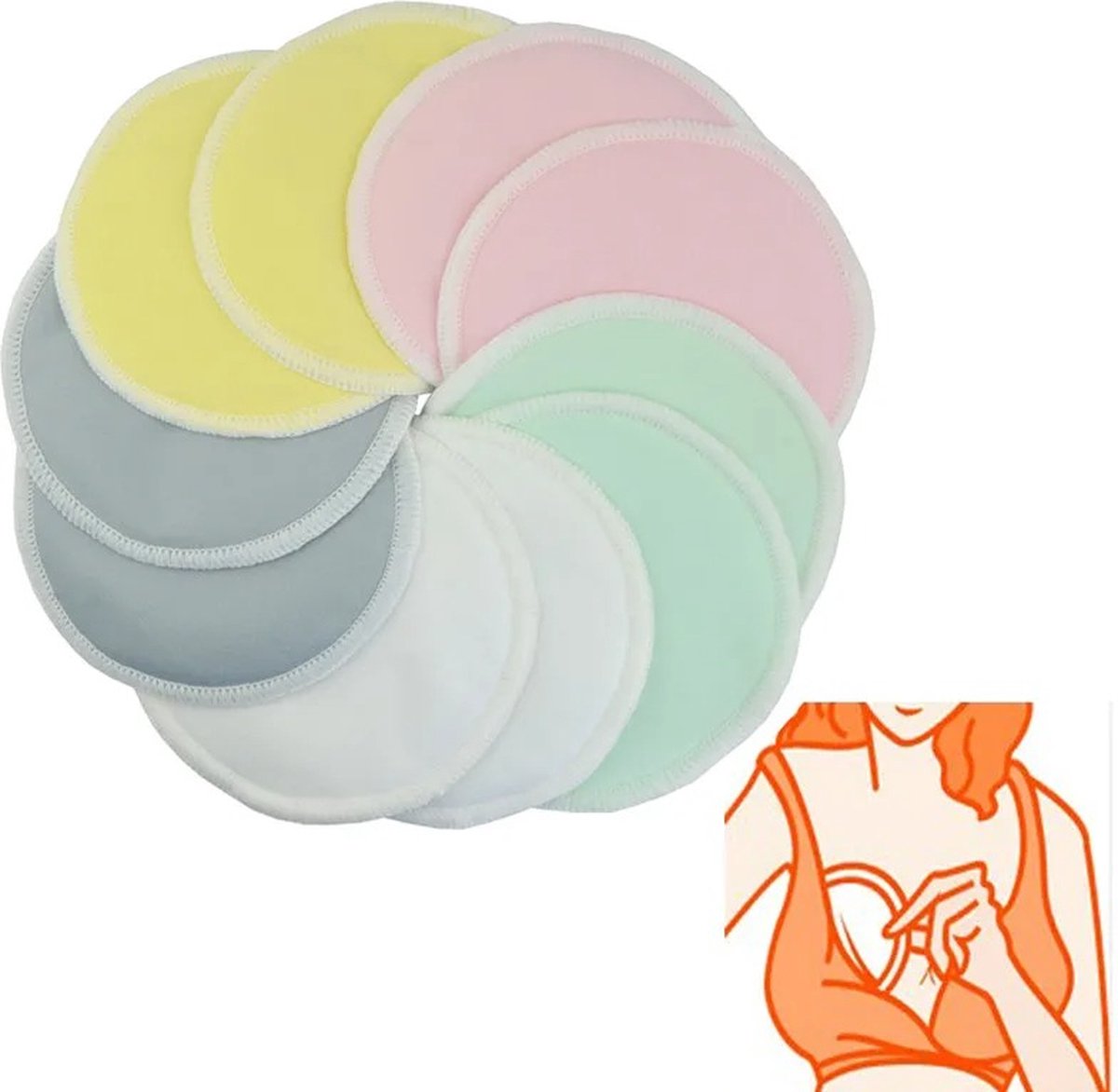 Goedkoopste WiseGoods Luxe Wasbare Zoogcompressen - Postpartum Accessoires - Borstvoeding - Moedermelk - Borst Voeding - Borstcompressen 10st