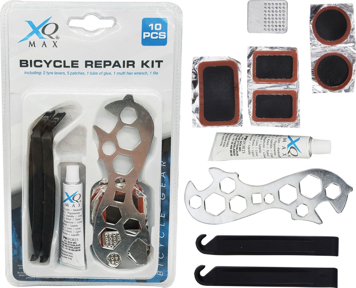 Fiets reparatie / gereedschap set 10-delig - Fietsbanden plakken - Fietsgereedschap voor onderweg