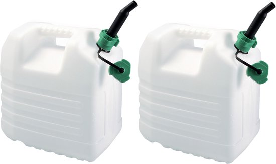 Foto: 2x stuks kunststof jerrycans voor brandstof met schenktuit l35 x b23 x h37 cm 20 liter benzine diesel