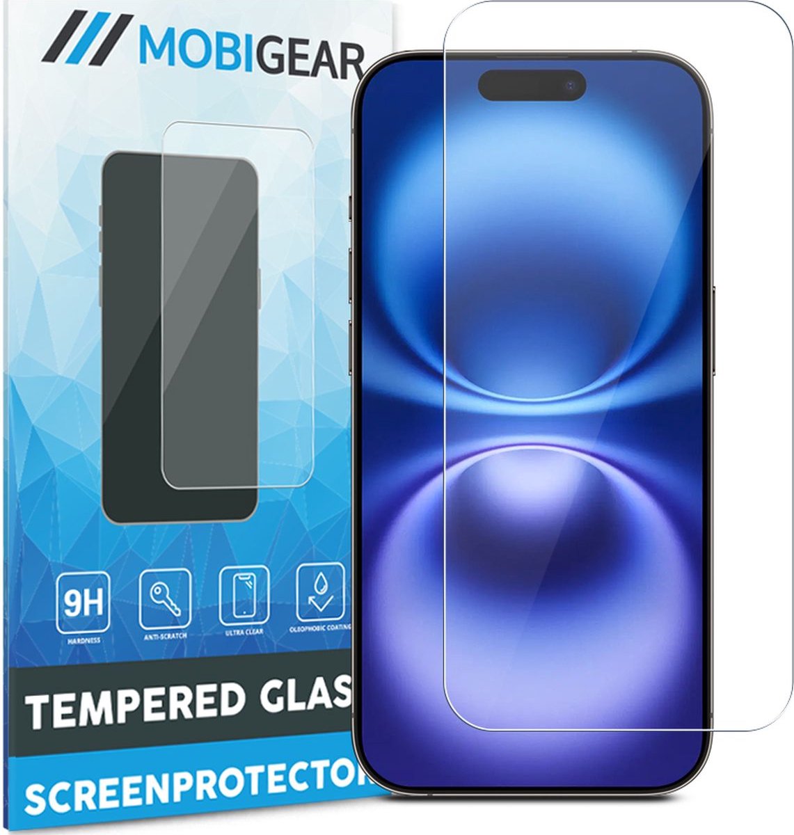 Mobigear Screenprotector geschikt voor Apple iPhone 16 Plus Glazen | Mobigear Screenprotector - Case Friendly
