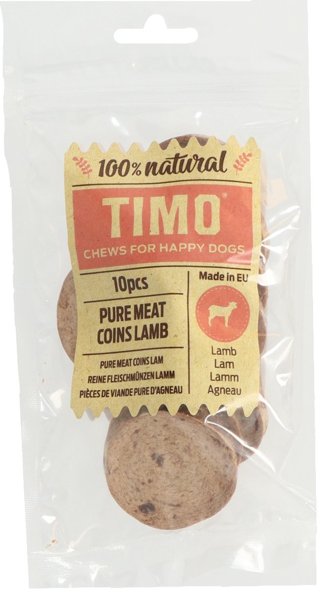Timo Pure Meat Coins - Hondensnacks - Lam 5.2 cm 10 stuks