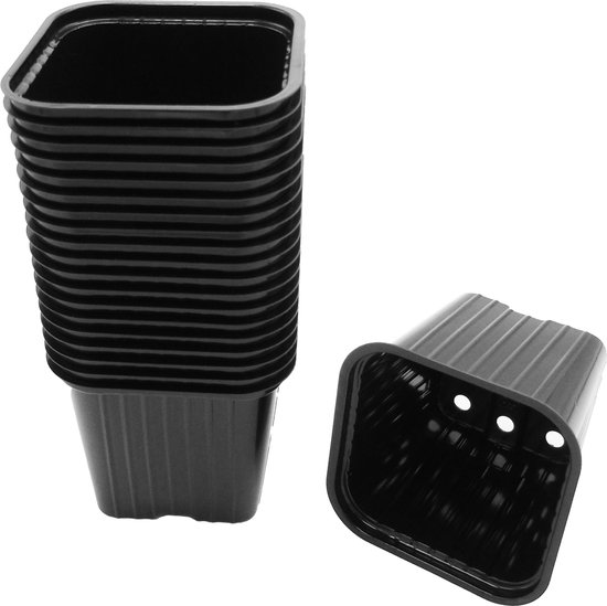 Nature - Stekpotjes - 20 stuks - h6x7x7cm - zwart kunststof - met afwateringsopeningen