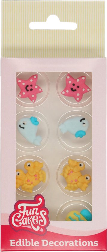 FunCakes Suikerdecoraties - Zeeleven - 8 Stuks - Eetbare Taartdecoratie