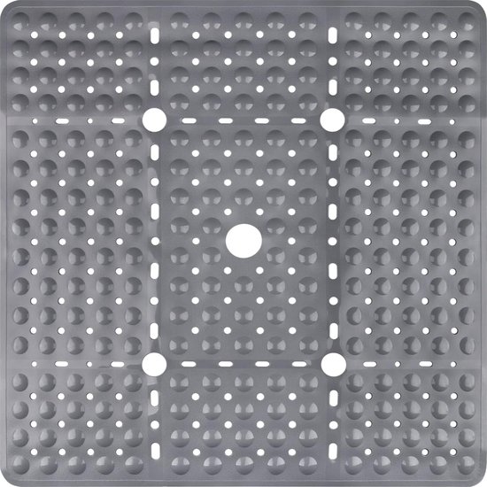 Antislip driehoekige douchemat, 70 x 70 cm, pvc, antischimmel, badmat met sterke zuignappen en afvoergaten, machinewasbaar, perfect voor binnendouche (beige