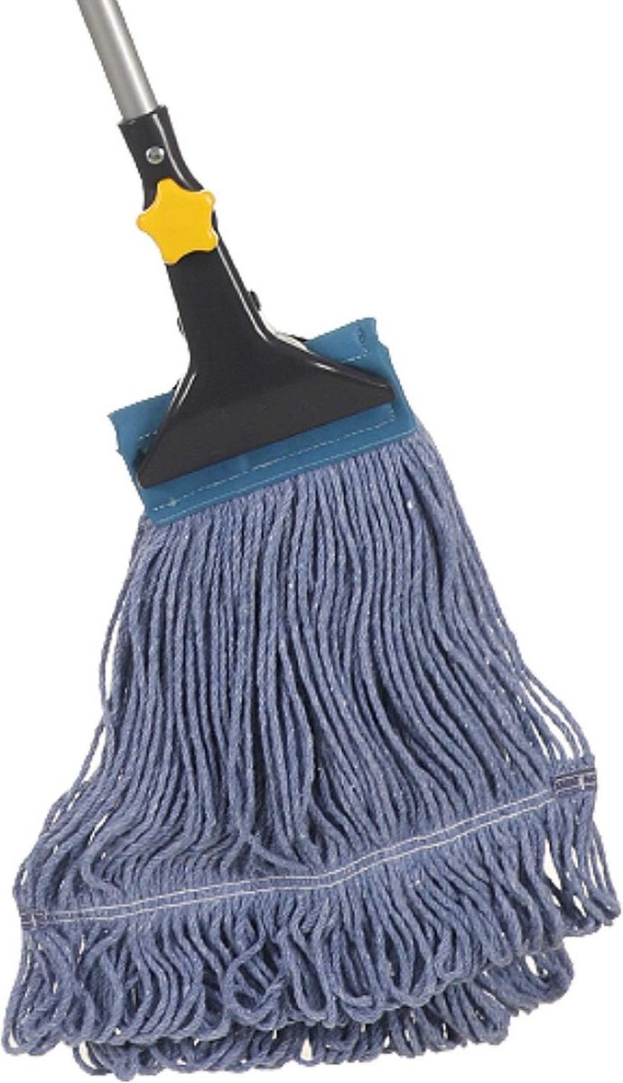 Looped-End String Nat Mop Heavy Duty Katoen-Mop voor Commerciële en Industriële Reiniging met Ijzeren Pole Kaak Klem 51 Inch Lang