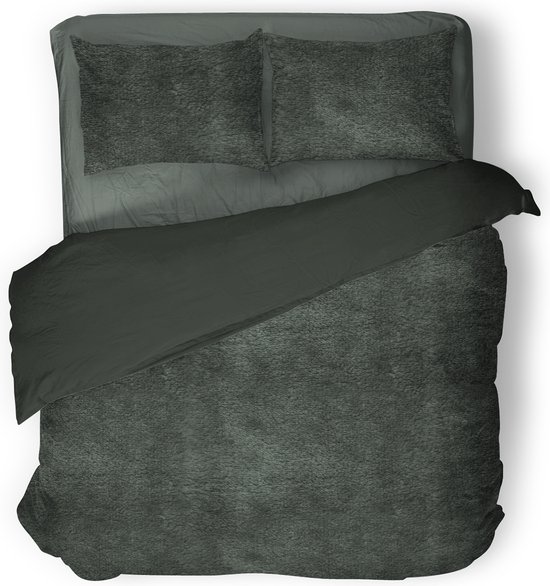 Eleganzzz Dekbedovertrek Flanel Fleece - Green - Dekbedovertrek 240x200/220cm - 100% flanel fleece - Lits Jumeaux Dekbedovertrekken