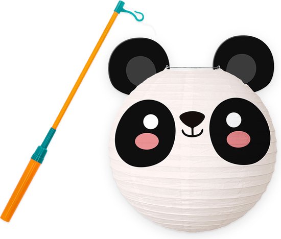 Lampion - Sint Maarten - Lampionstokje - Met Lichtje - Dieren - Treklampion - Papier - Kind - Wit - Versiering - 1 Stuk