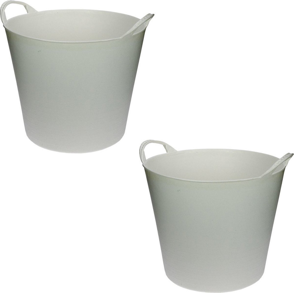 Goedkoopste Flexibele emmer/wasmand/kuip - 2x stuks - wit - 20 liter - Opbergmanden - Wasmanden - Flexibele emmers - 35 x 30 cm