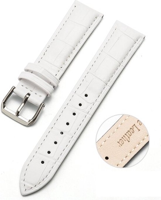 By Qubix - bracelet de montre intelligente 22 mm - Convient pour Garmin Vivoactive 4 - Vivoactive 4L - Bracelet en cuir de crocodile - Wit - Convient pour bracelet Garmin