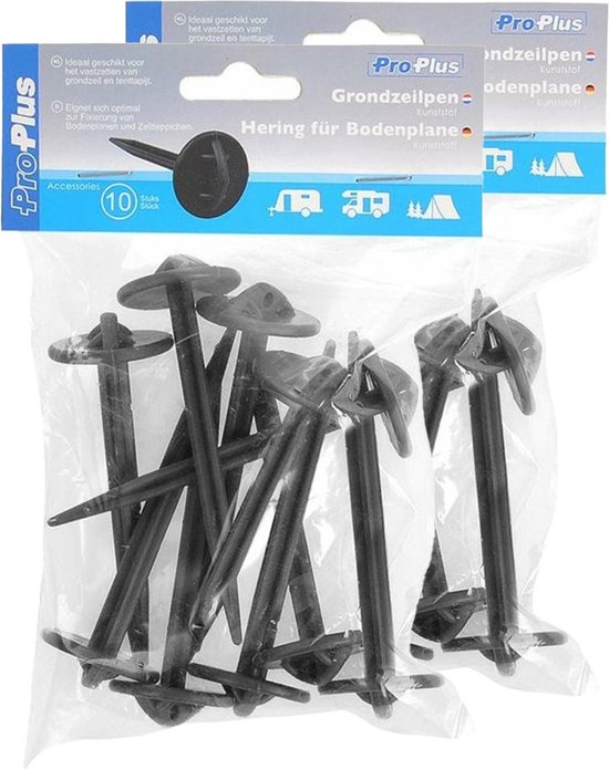 ProPlus Grondzeilpen - 20x stuks - kunststof - voor grondzeilen/tenttapijten/tentharing van ProPlus — afbeelding 4