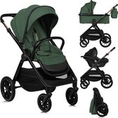 Lionelo Layla - Kinderwagen 3in1 - XXL SET - incl. i-Size autostoel - Veelzijdig en jaarrond - Grote wielen - Bediening met een hand - Voor alle soorten terrein - Accessoireset