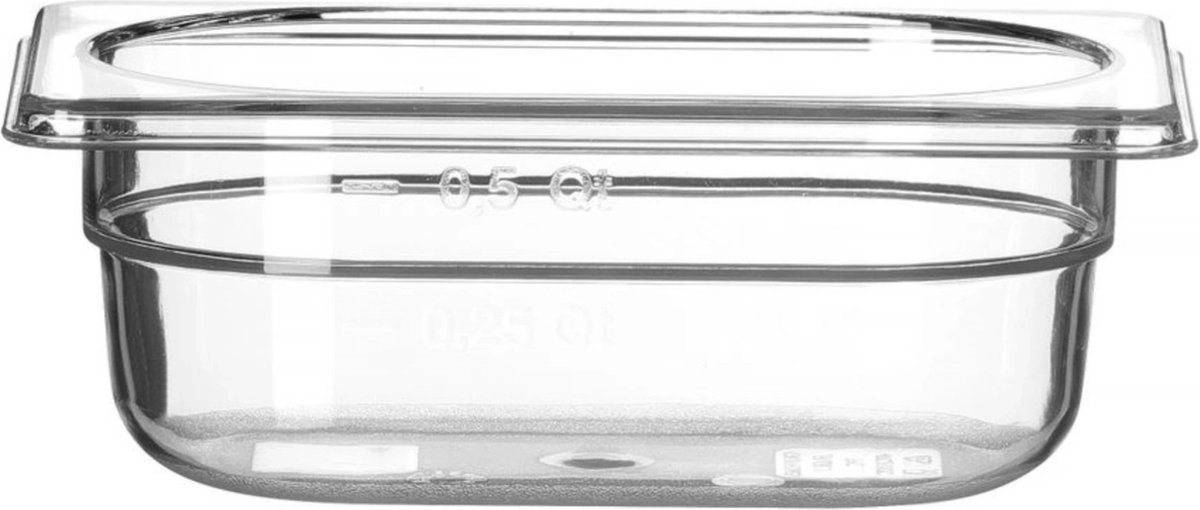 HENDI Gastronorm container – polycarbonaat – 0,6L – temperatuurbestendig – transparant